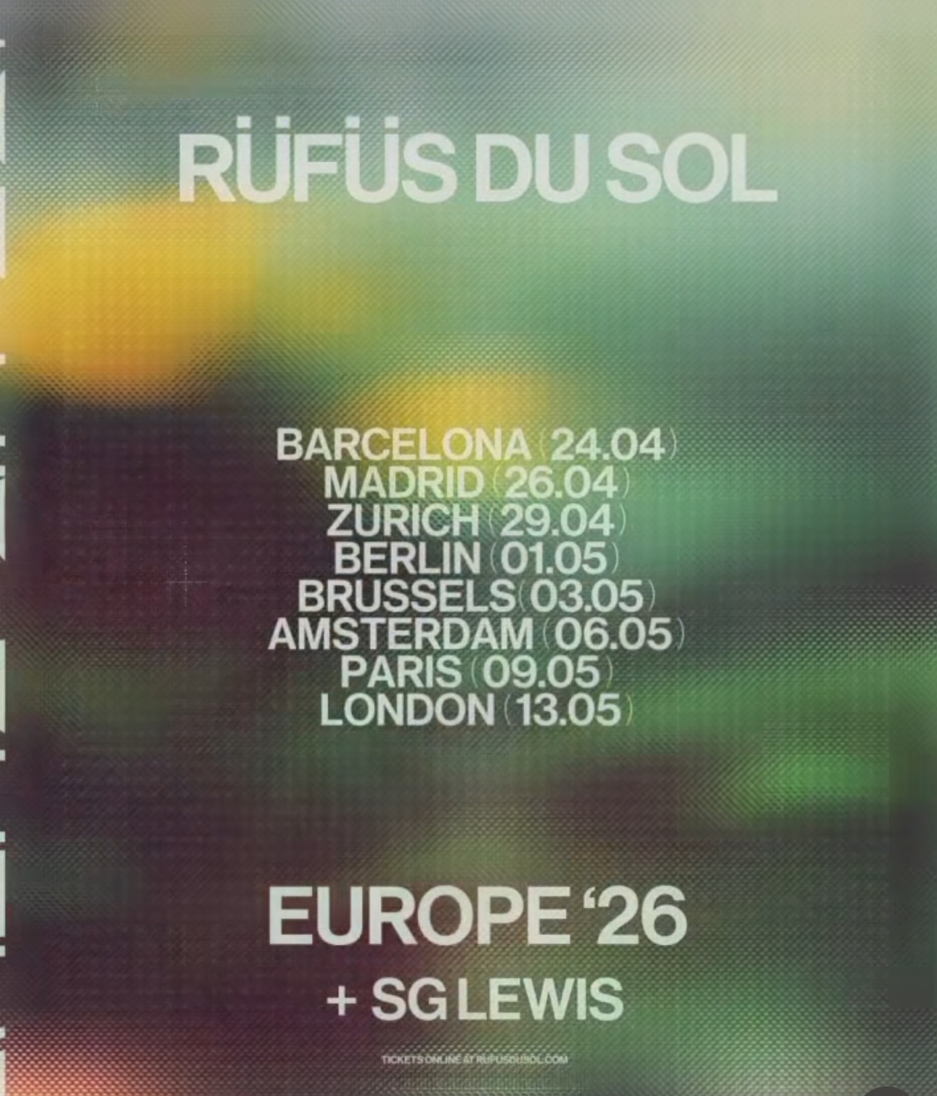 SG Lewis Tour Poster 2026